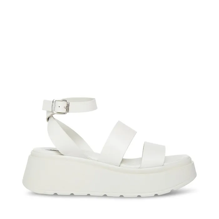 Steve Madden Tenysi White Leather Womens Sandals