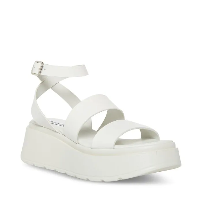 Steve Madden Tenysi White Leather Womens Sandals