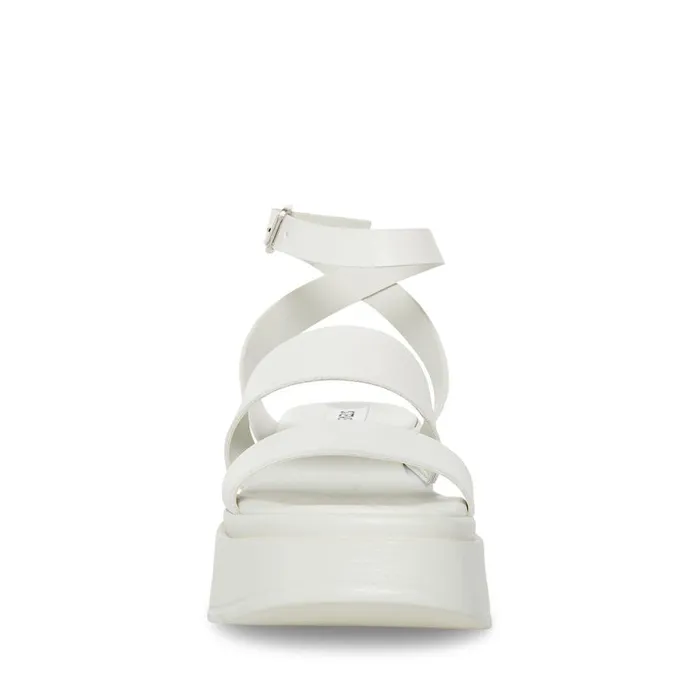 Steve Madden Tenysi White Leather Womens Sandals