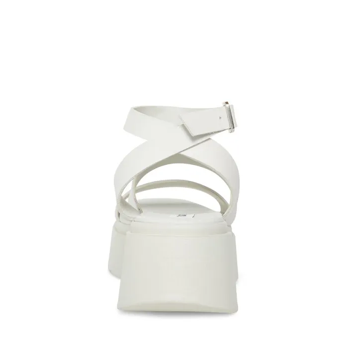 Steve Madden Tenysi White Leather Womens Sandals
