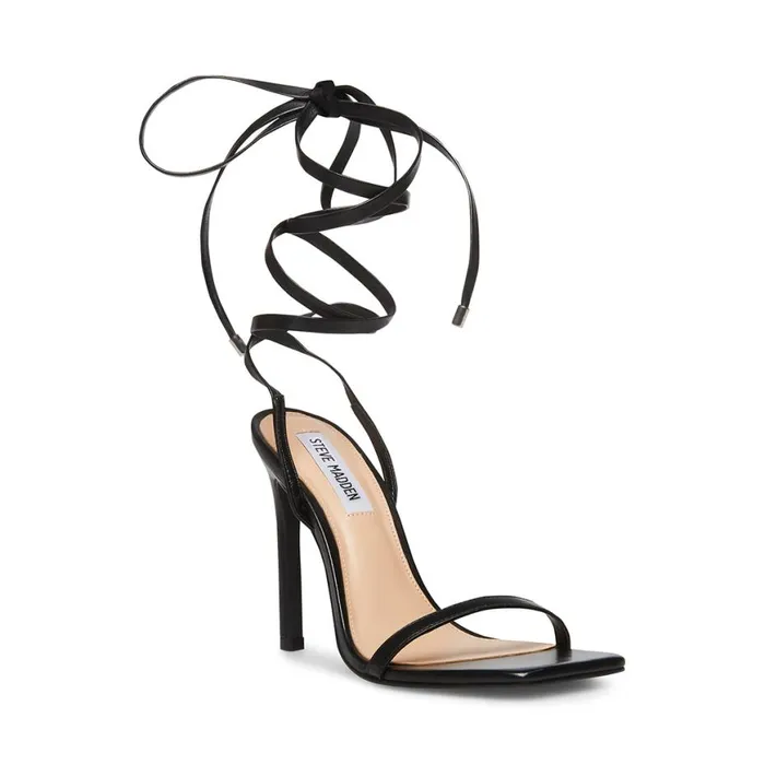 Steve Madden Uplift Black Leather Womens Heels
