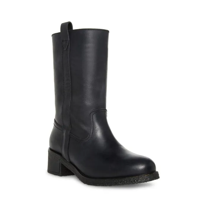 Steve Madden Winny Black Leather Womens Boots and Booties