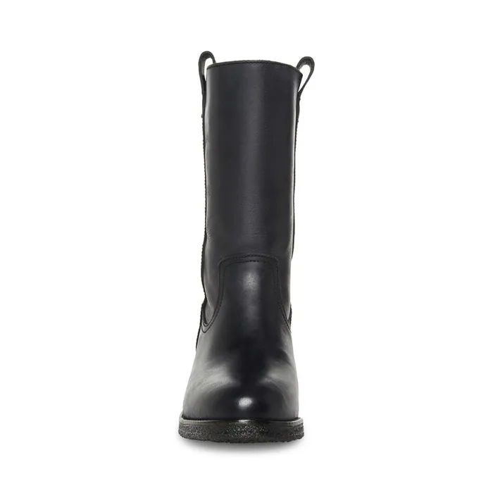 Steve Madden Winny Black Leather Womens Boots and Booties