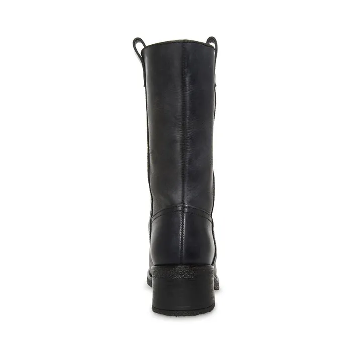 Steve Madden Winny Black Leather Womens Boots and Booties
