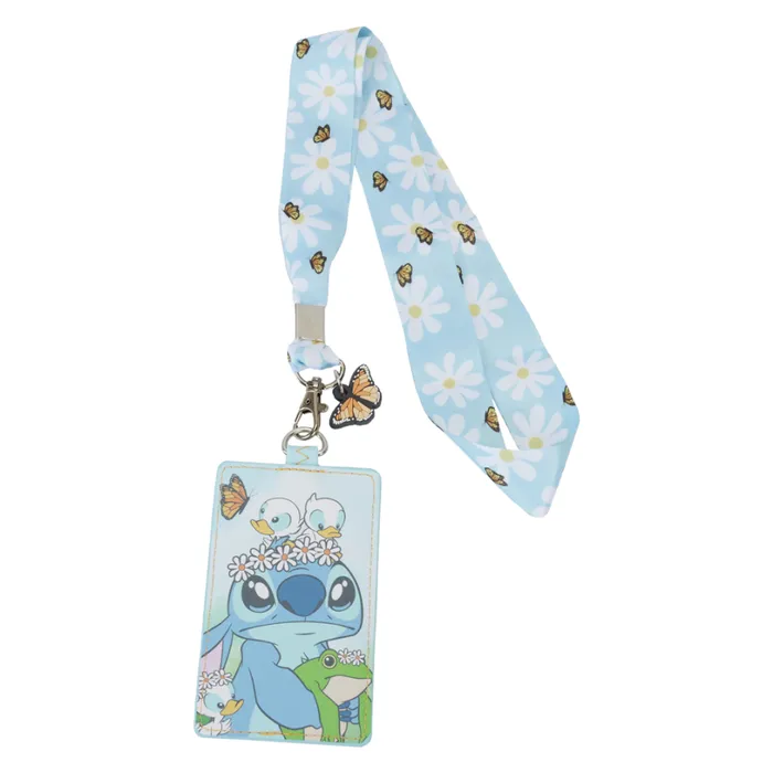 Stitch Springtime Daisy Lanyard With Card Holder Unisex Loungefly Small Accessories
