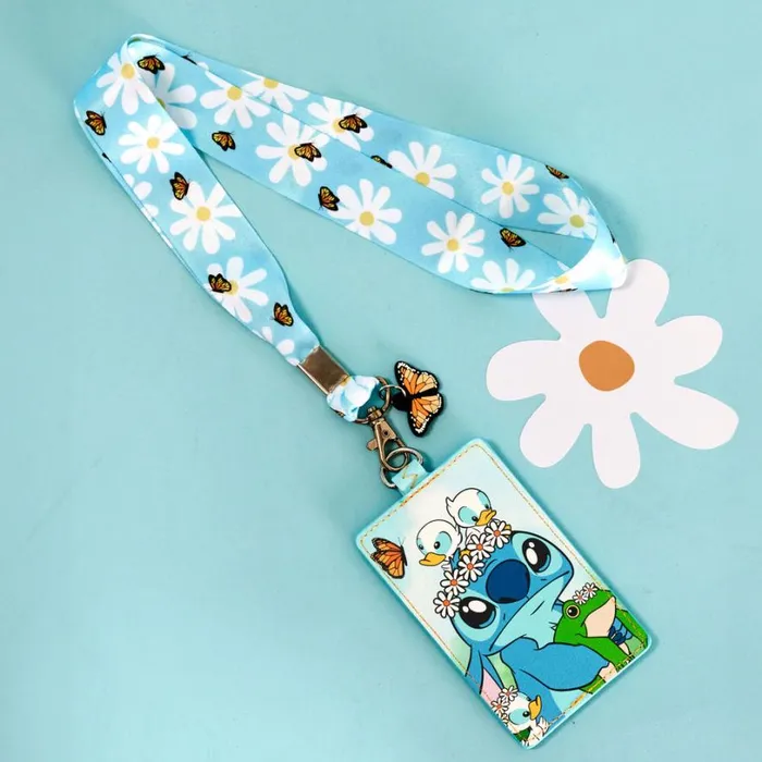 Stitch Springtime Daisy Lanyard With Card Holder Unisex Loungefly Small Accessories Stitch Springtime Daisy Lanyard With Card Holder Unisex Loungefly Small Accessories