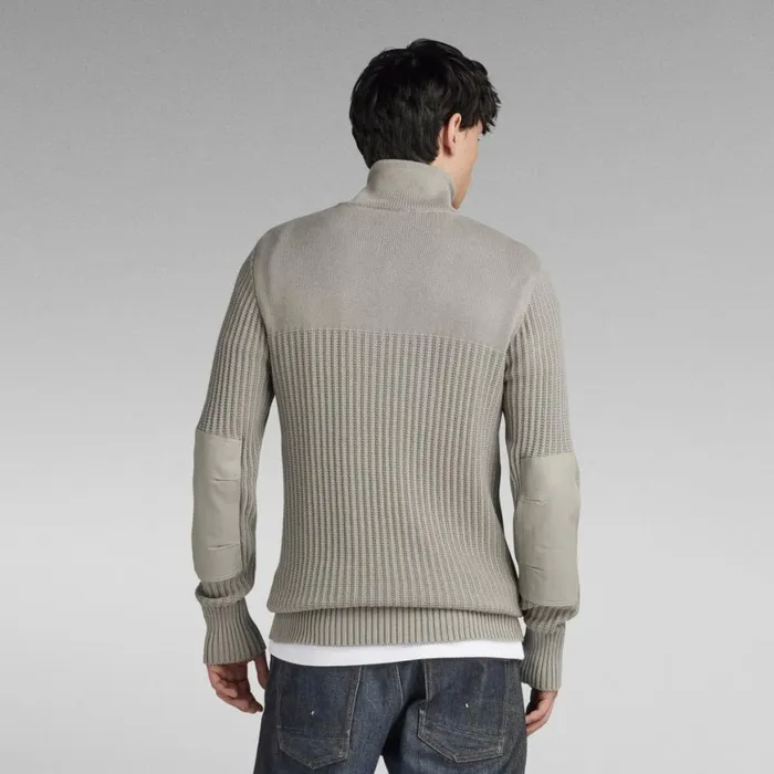 Sweaters Men GStar RAW Army Half Zip Knitted Sweater Elephant Skin