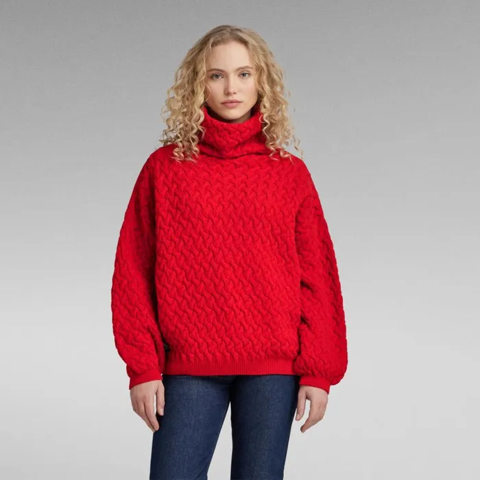 Sweaters Women GStar RAW Chunky Loose Turtle Knitted Sweater Dark Flame