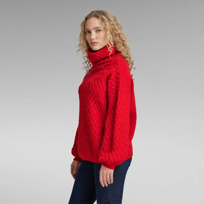 Sweaters Women GStar RAW Chunky Loose Turtle Knitted Sweater Dark Flame