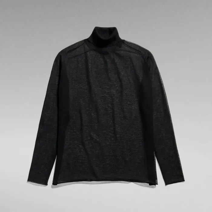 Sweaters Women GStar RAW Sheer Loose Turtle Knitted Sweater Dark Black