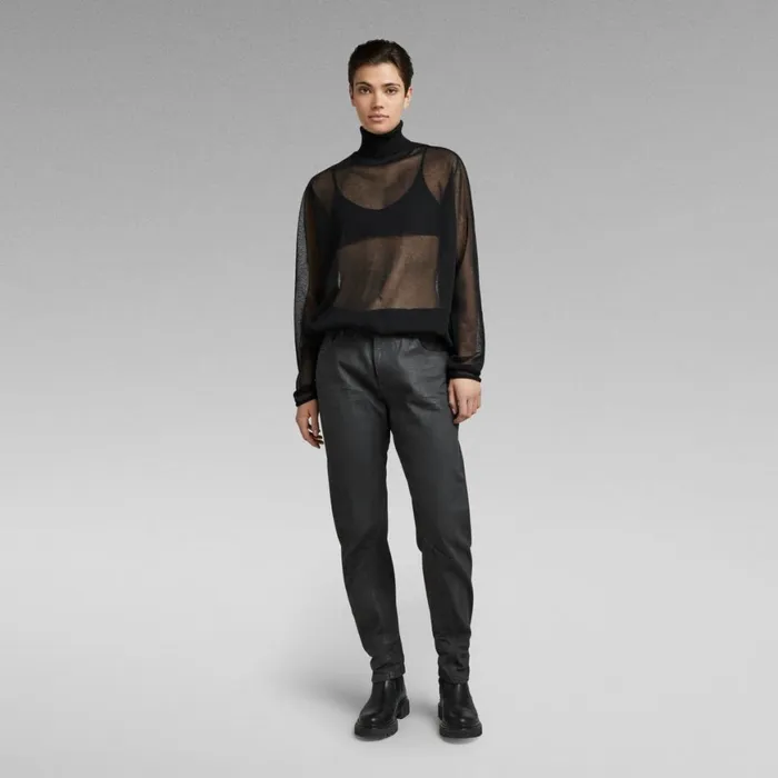 Sweaters Women GStar RAW Sheer Loose Turtle Knitted Sweater Dark Black