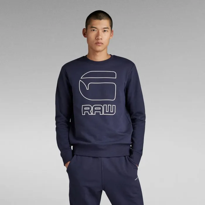 Sweatshirts and Hoodies Men GStar RAW Graphic GRAW Sweater Sartho Blue
