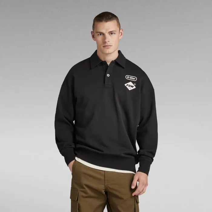 Sweatshirts and Hoodies Men GStar RAW Polo Loose Sweater Dark Black