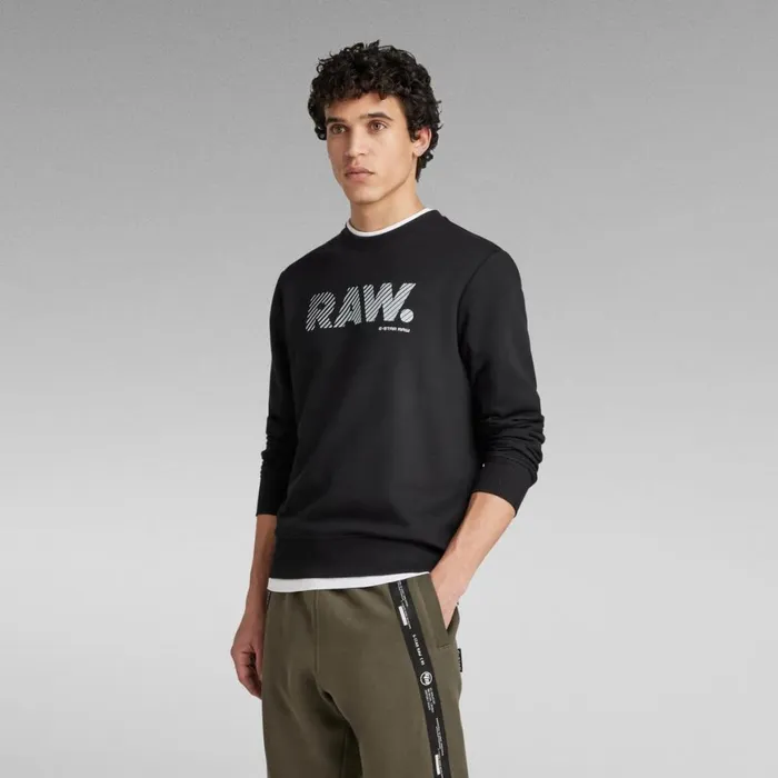 Sweatshirts and Hoodies Men GStar RAW Regular Crew Neck Graphic Sweat Dark Black