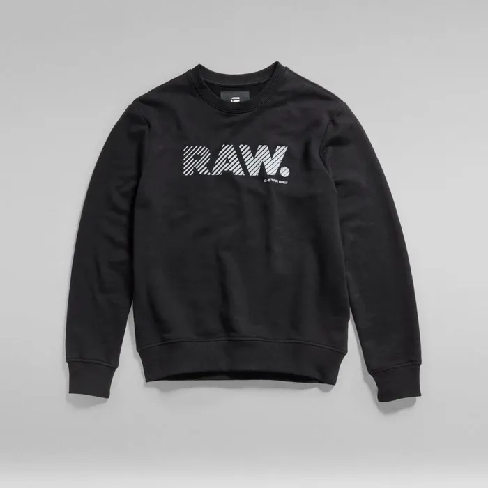 Sweatshirts and Hoodies Men GStar RAW Regular Crew Neck Graphic Sweat Dark Black