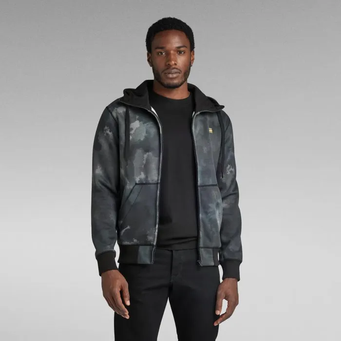 Sweatshirts and Hoodies Men GStar RAW Zip Thru Sweater Allover Printed Dk Black Blurry Camo Sweatshirts and Hoodies Men GStar RAW Zip Thru Sweater Allover Printed Dk Black Blurry Camo