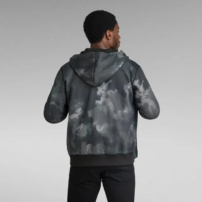 Sweatshirts and Hoodies Men GStar RAW Zip Thru Sweater Allover Printed Dk Black Blurry Camo