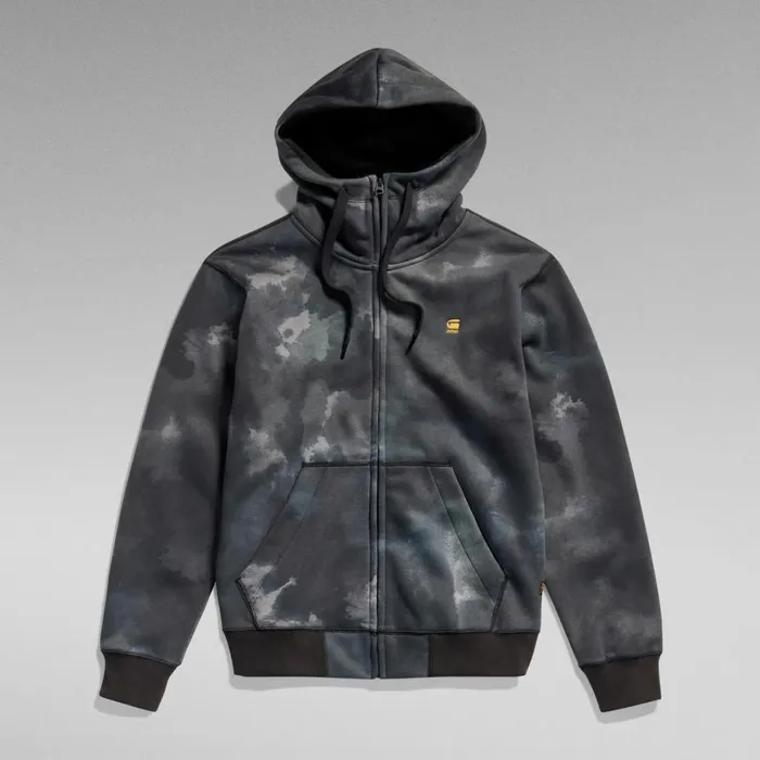 Sweatshirts and Hoodies Men GStar RAW Zip Thru Sweater Allover Printed Dk Black Blurry Camo