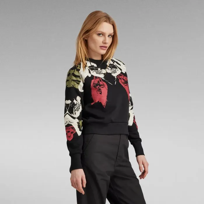 Sweatshirts and Hoodies Women GStar RAW Lookbook Print Sweater Dark Black