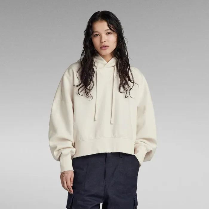Sweatshirts and Hoodies Women GStar RAW Oversized Cropped Hoodie Eggnog
