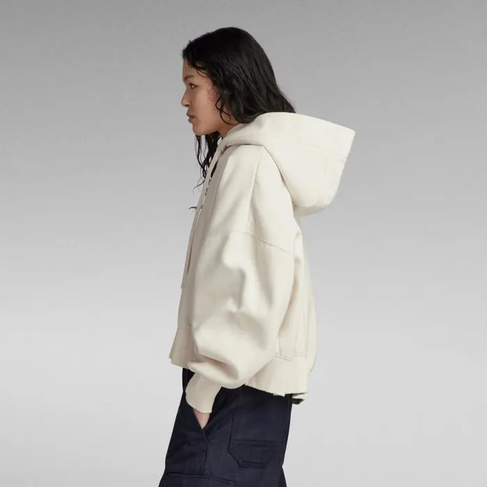Sweatshirts and Hoodies Women GStar RAW Oversized Cropped Hoodie Eggnog