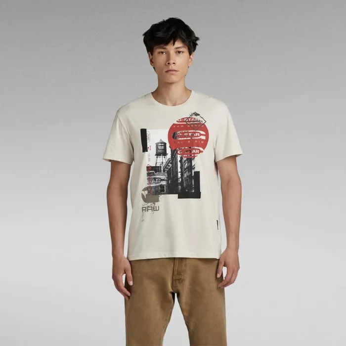 TShirts and Polos Men GStar RAW Building Graphic TShirt Whitebait