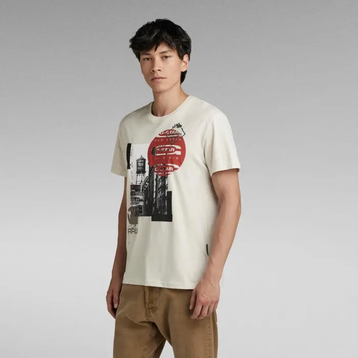 TShirts and Polos Men GStar RAW Building Graphic TShirt Whitebait