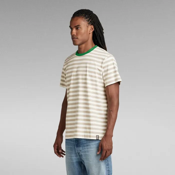 TShirts and Polos Men GStar RAW Essential Stripe Loose TShirt Milkspray Green Stripe