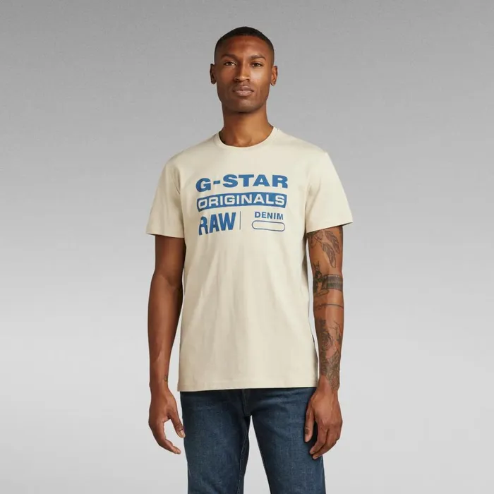 TShirts and Polos Men GStar RAW Originals Label TShirt Brown Rice