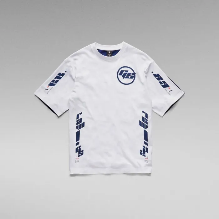 TShirts and Polos Men GStar RAW Sobiru Graphic Boxy TShirt Whiteballpen Blue Color Block