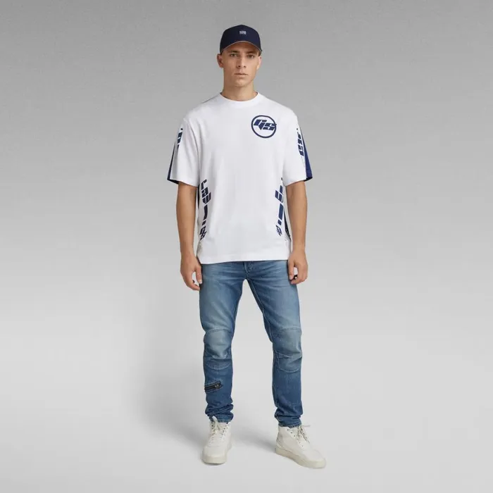 TShirts and Polos Men GStar RAW Sobiru Graphic Boxy TShirt Whiteballpen Blue Color Block