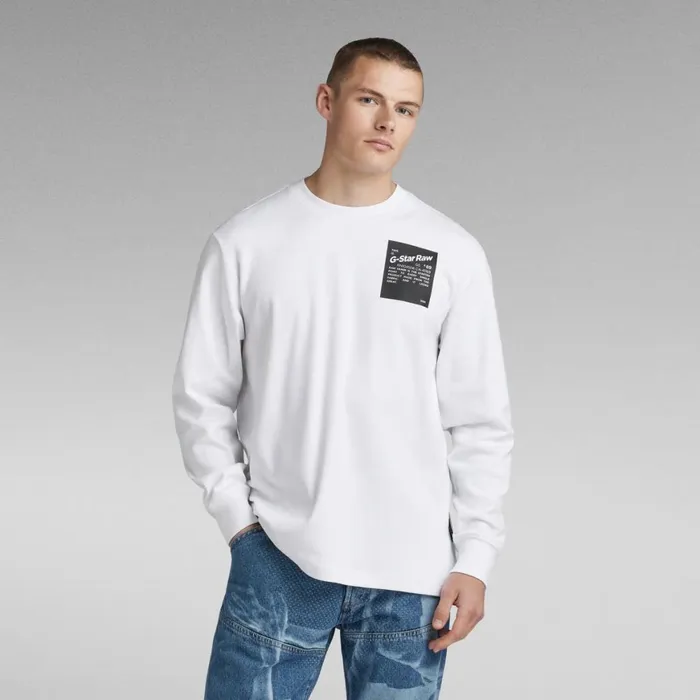 TShirts and Polos Men GStar RAW Tile Back Graphic Loose TShirt White