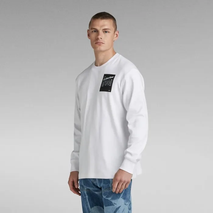 TShirts and Polos Men GStar RAW Tile Back Graphic Loose TShirt White