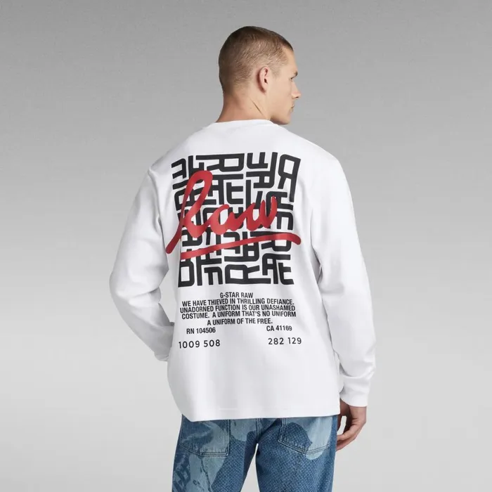 TShirts and Polos Men GStar RAW Tile Back Graphic Loose TShirt White