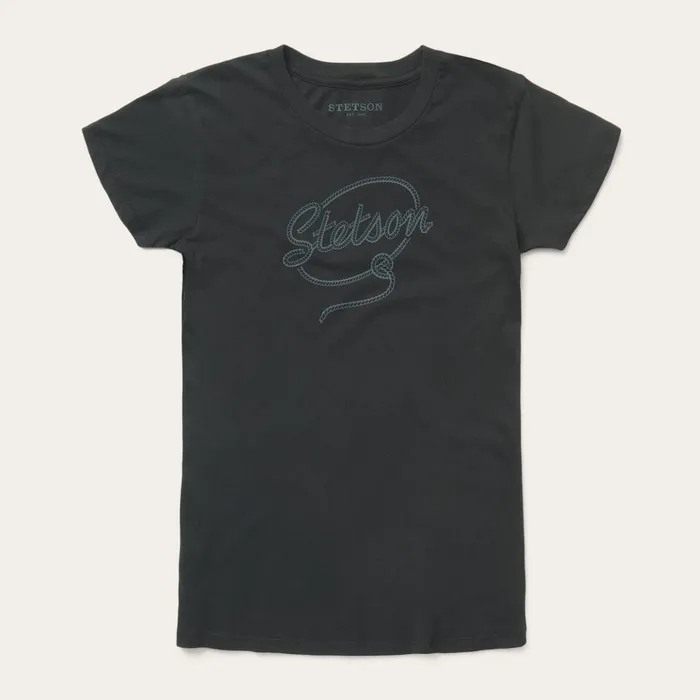 Tees Women Stetson Rope Print Graphic Tee Black