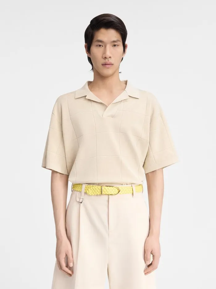 The Bacino Polo Shirt Offwhite Men JACQUEMUS Knits The Bacino Polo Shirt Offwhite Men JACQUEMUS Knits
