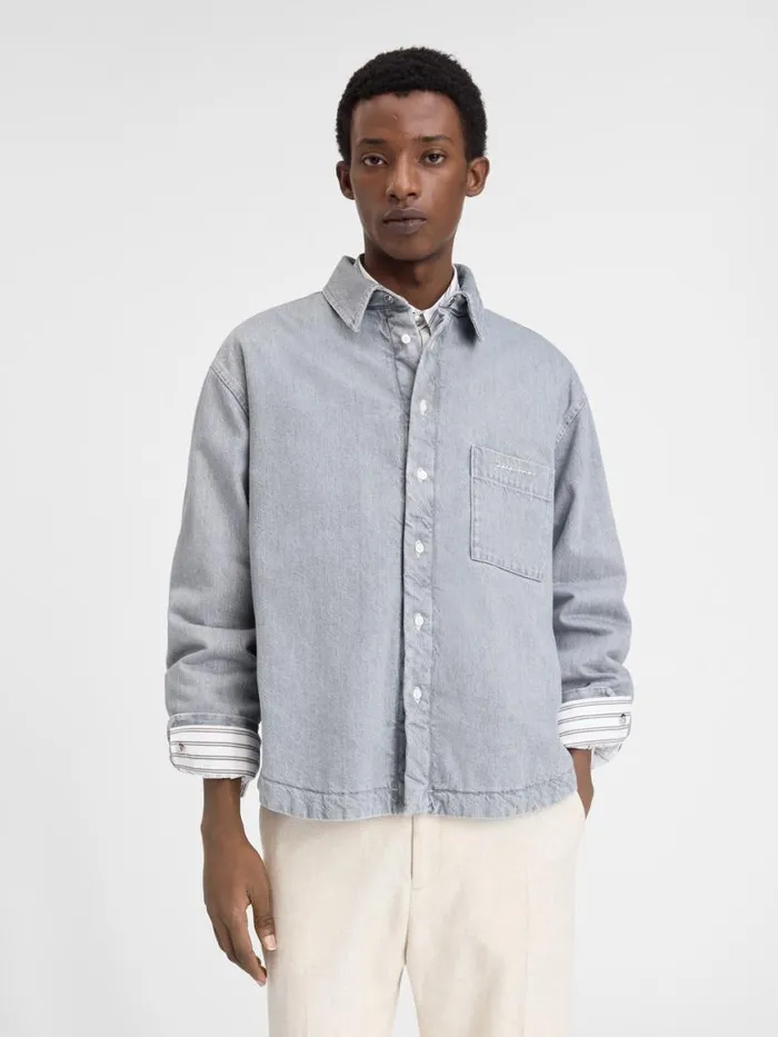 The Boulanger Shirt Grey Offwhite Men JACQUEMUS Shirts The Boulanger Shirt Grey Offwhite Men JACQUEMUS Shirts