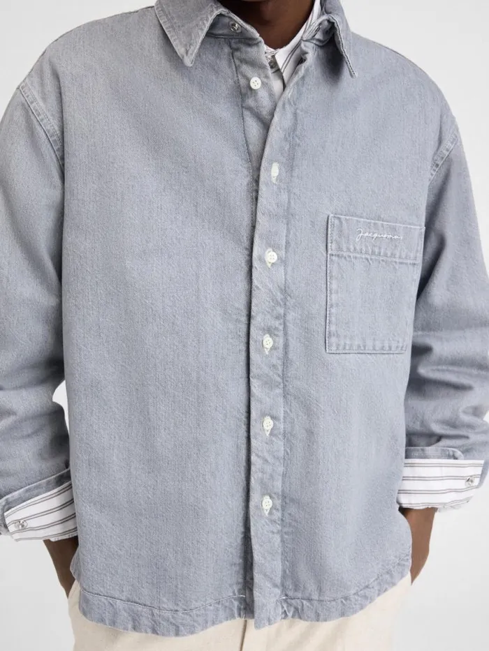 The Boulanger Shirt Grey Offwhite Men JACQUEMUS Shirts The Boulanger Shirt Grey Offwhite Men JACQUEMUS Shirts