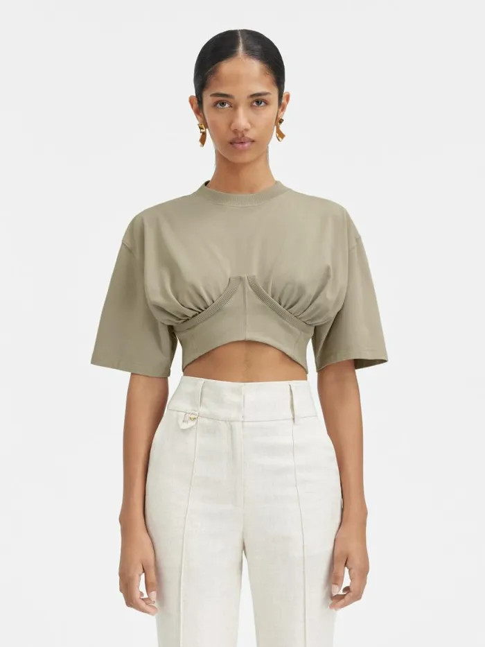 The Caraco Tshirt Light Khaki Women JACQUEMUS Tops and Shirts