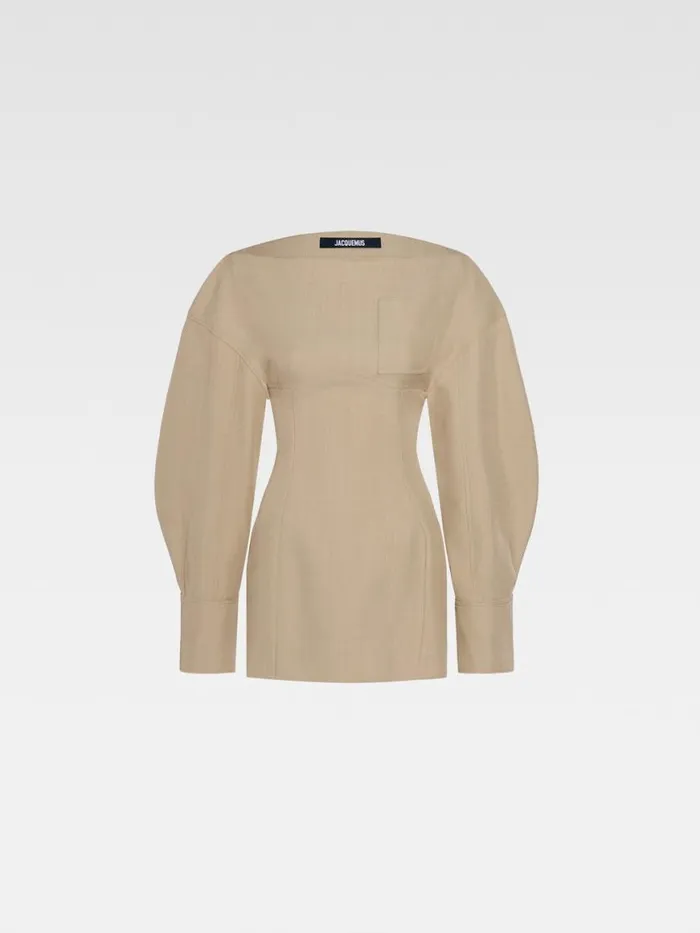The Casaco Shirt Dress Beige Women JACQUEMUS Dresses and Skirts The Casaco Shirt Dress Beige Women JACQUEMUS Dresses and Skirts
