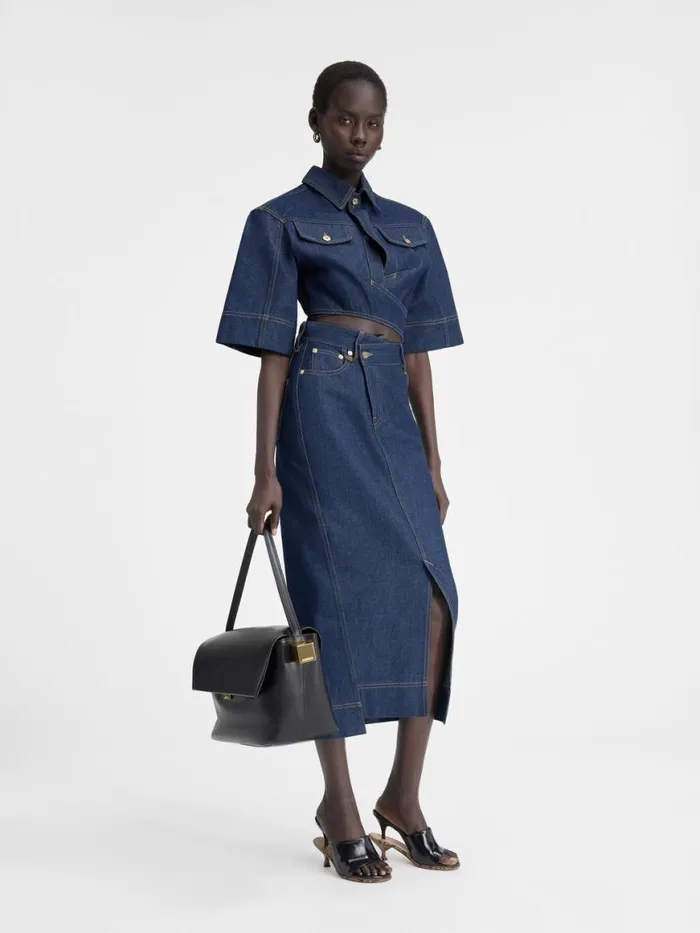 The DeNmes Denim Top Navy Tabac Women JACQUEMUS Tops and Shirts The DeNmes Denim Top Navy Tabac Women JACQUEMUS Tops and Shirts