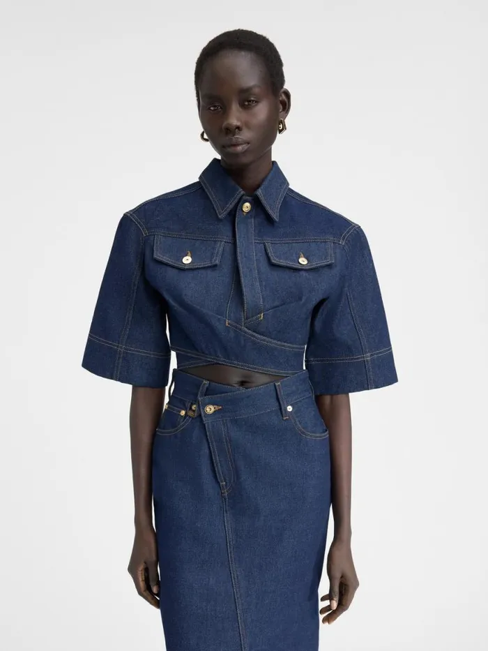 The DeNmes Denim Top Navy Tabac Women JACQUEMUS Tops and Shirts The DeNmes Denim Top Navy Tabac Women JACQUEMUS Tops and Shirts