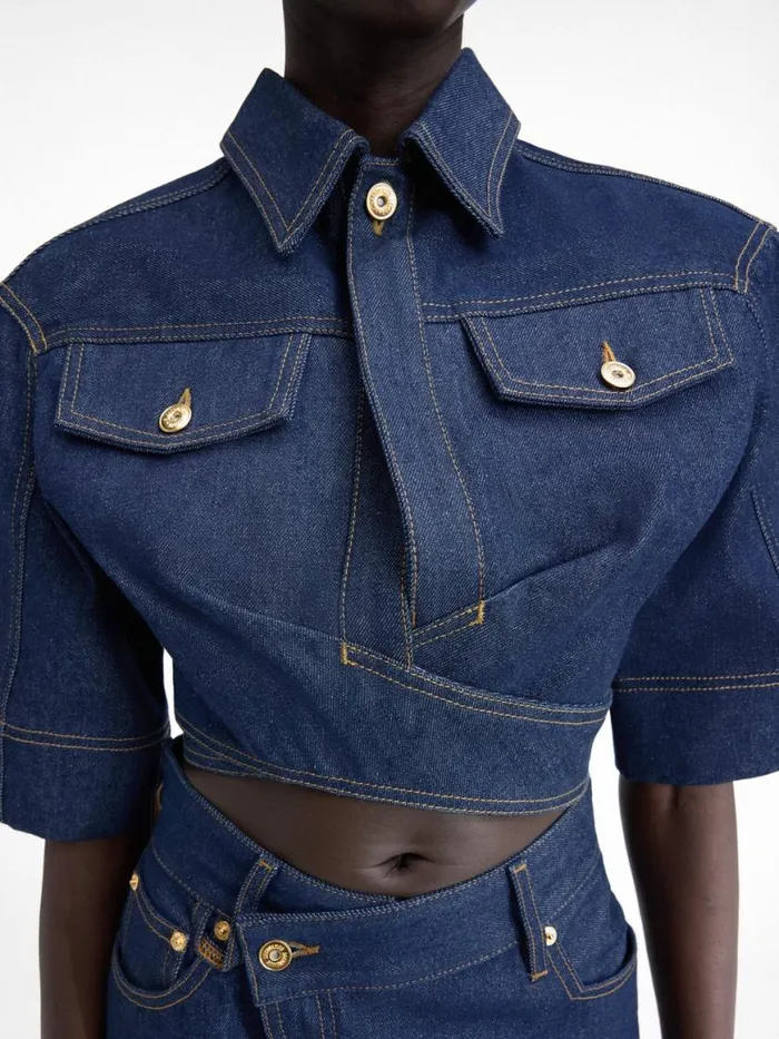 The DeNmes Denim Top Navy Tabac Women JACQUEMUS Tops and Shirts The DeNmes Denim Top Navy Tabac Women JACQUEMUS Tops and Shirts