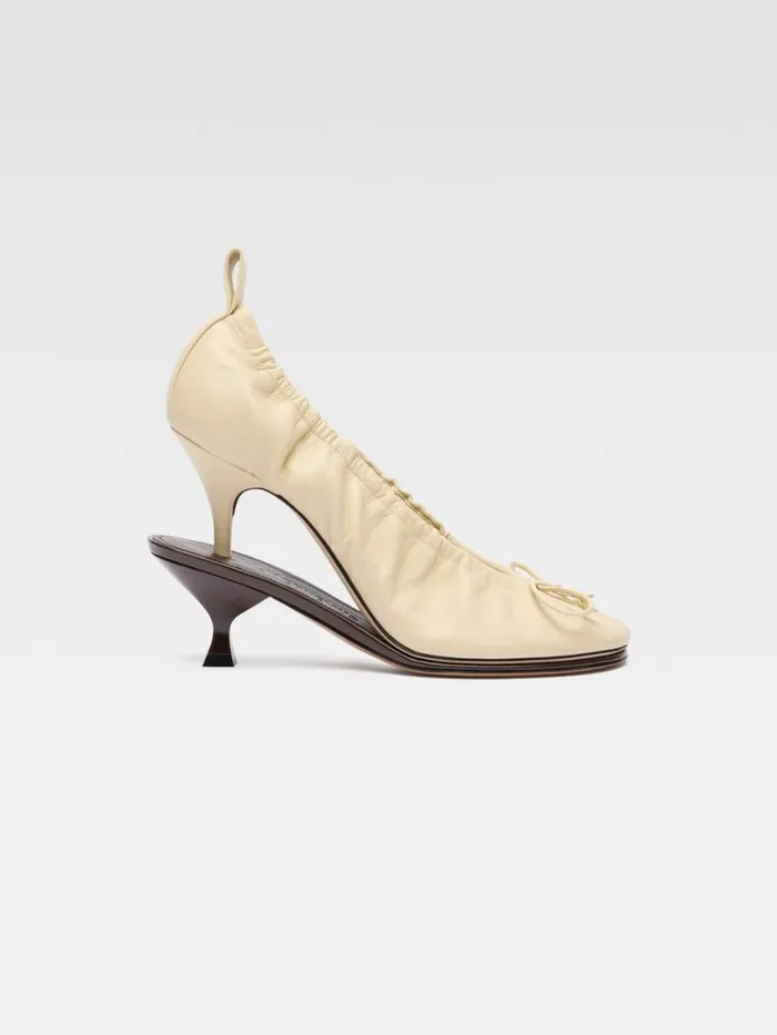 The Double Ballerina Heels Pale Yellow Dark Brown Women JACQUEMUS Shoes