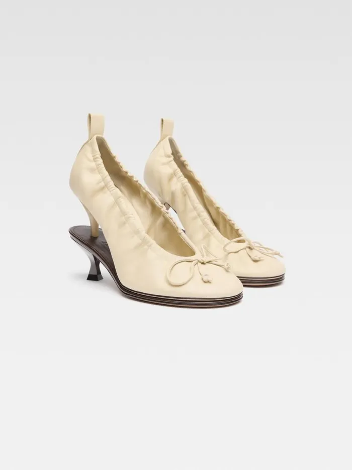 The Double Ballerina Heels Pale Yellow Dark Brown Women JACQUEMUS Shoes The Double Ballerina Heels Pale Yellow Dark Brown Women JACQUEMUS Shoes