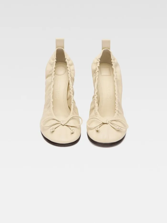 The Double Ballerina Heels Pale Yellow Dark Brown Women JACQUEMUS Shoes The Double Ballerina Heels Pale Yellow Dark Brown Women JACQUEMUS Shoes