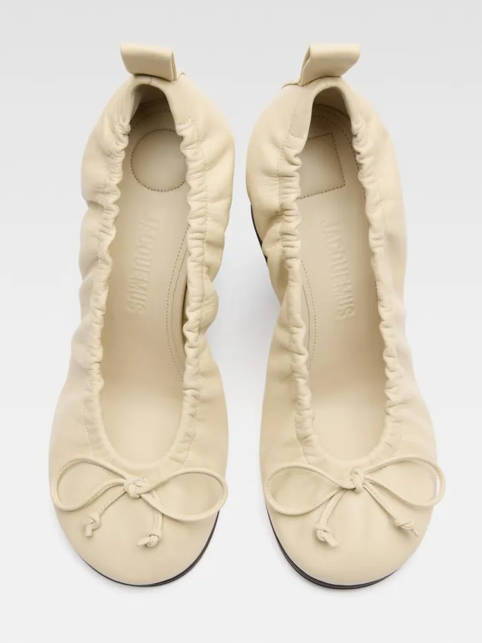 The Double Ballerina Heels Pale Yellow Dark Brown Women JACQUEMUS Shoes The Double Ballerina Heels Pale Yellow Dark Brown Women JACQUEMUS Shoes