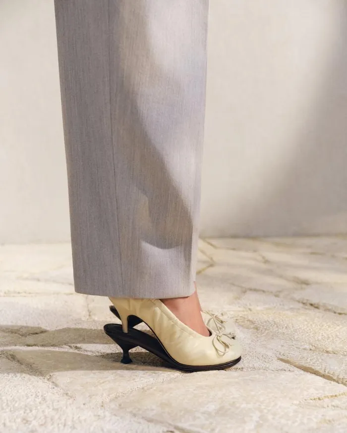 The Double Ballerina Heels Pale Yellow Dark Brown Women JACQUEMUS Shoes The Double Ballerina Heels Pale Yellow Dark Brown Women JACQUEMUS Shoes