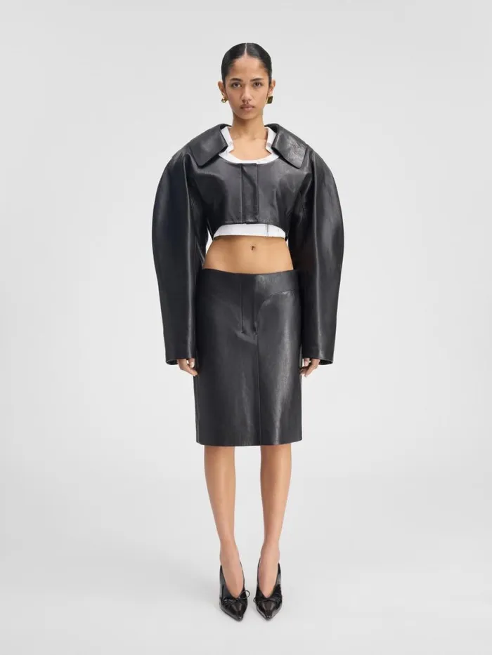 The Obra Leather Skirt Black Women JACQUEMUS Dresses and Skirts