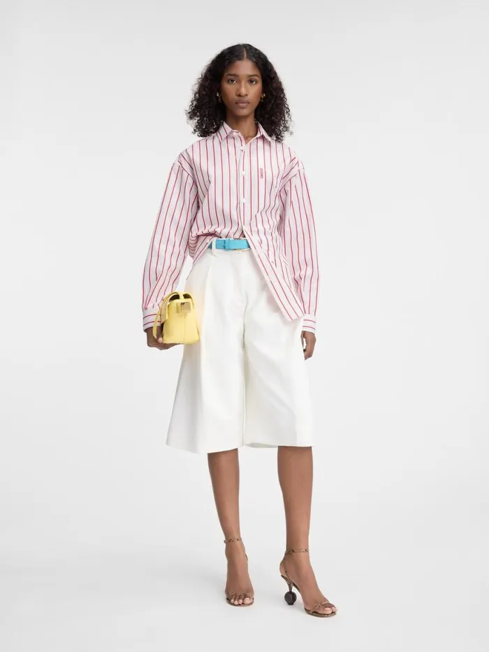 The Simon Shirt Jacquard Business Logo Stripes Red White Women JACQUEMUS Tops and Shirts